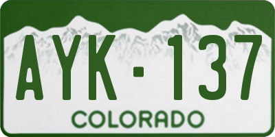 CO license plate AYK137