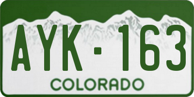 CO license plate AYK163