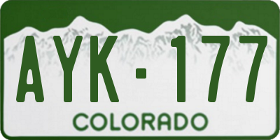 CO license plate AYK177