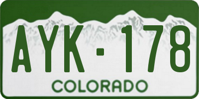 CO license plate AYK178