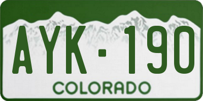 CO license plate AYK190