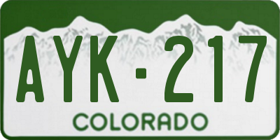 CO license plate AYK217