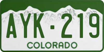 CO license plate AYK219