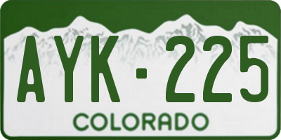 CO license plate AYK225