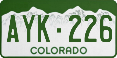 CO license plate AYK226