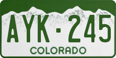 CO license plate AYK245
