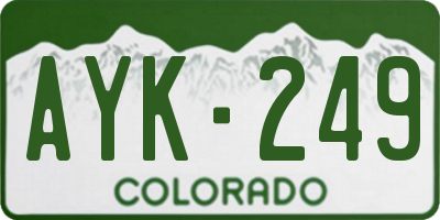 CO license plate AYK249