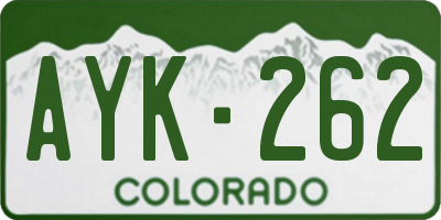 CO license plate AYK262