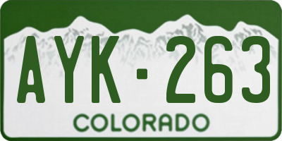 CO license plate AYK263