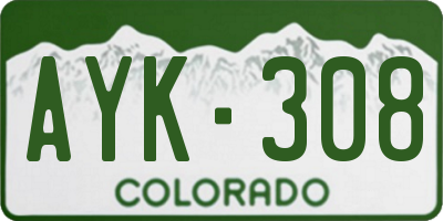 CO license plate AYK308