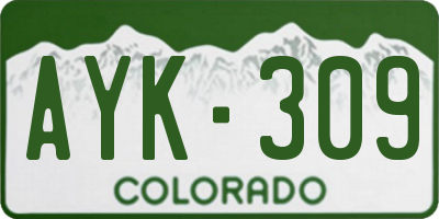 CO license plate AYK309