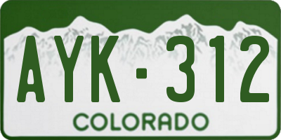 CO license plate AYK312