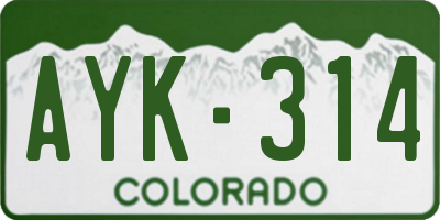 CO license plate AYK314