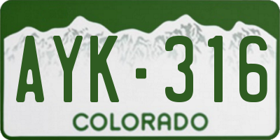 CO license plate AYK316