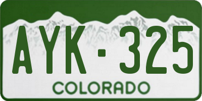 CO license plate AYK325