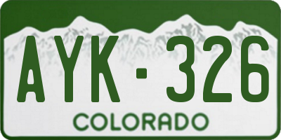 CO license plate AYK326