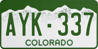 CO license plate AYK337