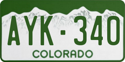 CO license plate AYK340