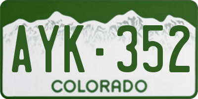 CO license plate AYK352