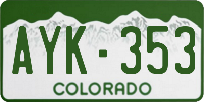 CO license plate AYK353