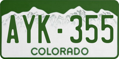 CO license plate AYK355