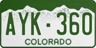 CO license plate AYK360