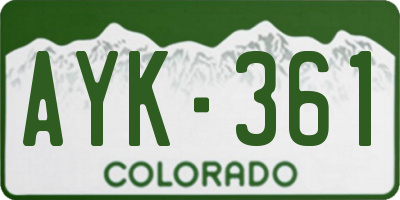 CO license plate AYK361
