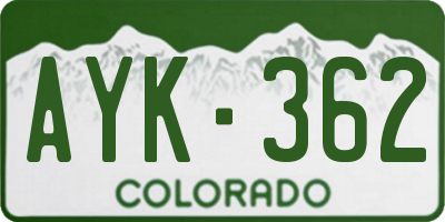 CO license plate AYK362