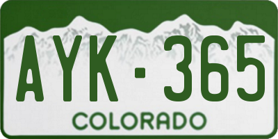 CO license plate AYK365