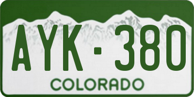 CO license plate AYK380