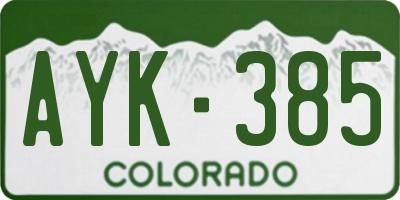 CO license plate AYK385