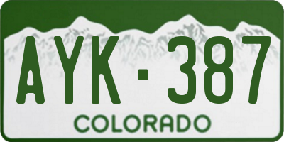 CO license plate AYK387