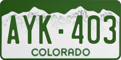 CO license plate AYK403