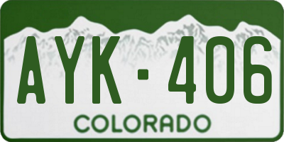 CO license plate AYK406