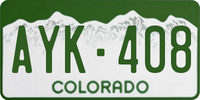 CO license plate AYK408