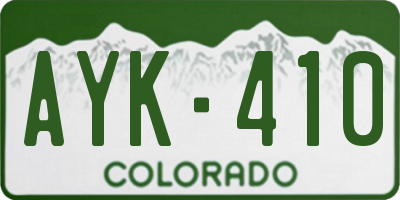 CO license plate AYK410