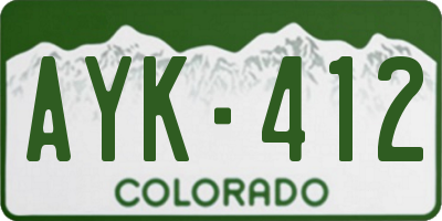 CO license plate AYK412