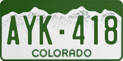 CO license plate AYK418