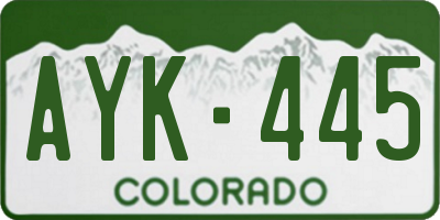 CO license plate AYK445