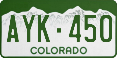 CO license plate AYK450