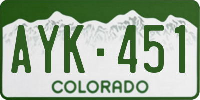 CO license plate AYK451