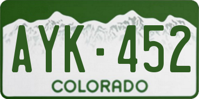 CO license plate AYK452