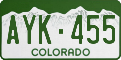 CO license plate AYK455