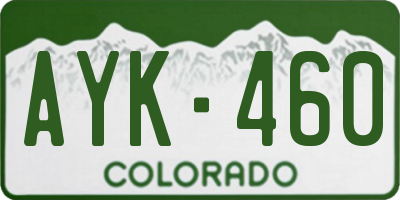 CO license plate AYK460