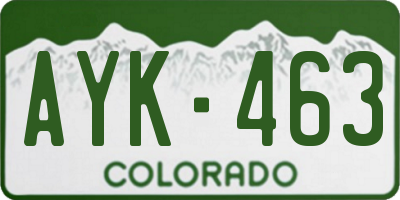 CO license plate AYK463