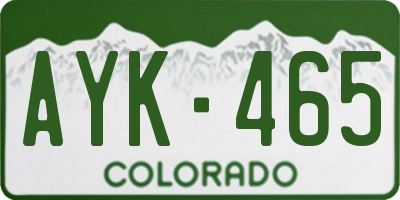 CO license plate AYK465