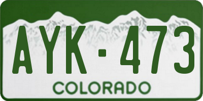 CO license plate AYK473