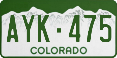 CO license plate AYK475