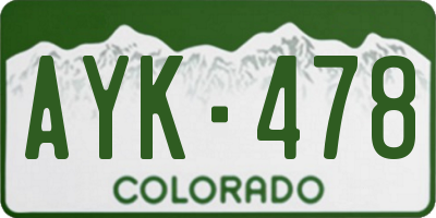 CO license plate AYK478
