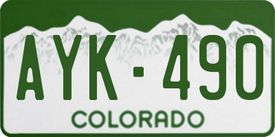 CO license plate AYK490